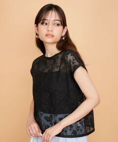 QUEENS COURT / クイーンズコート シャツ・ブラウス | ラッセルレースフレンチスリーブトップス≪手洗い可能≫