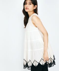 QUEENS COURT / クイーンズコート シャツ・ブラウス | スカラップ刺繍チュニックブラウス≪手洗い可能≫