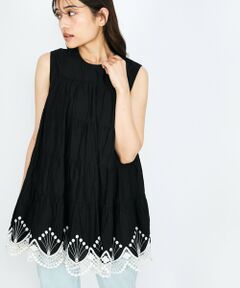QUEENS COURT / クイーンズコート シャツ・ブラウス | スカラップ刺繍チュニックブラウス≪手洗い可能≫