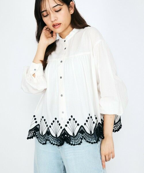 QUEENS COURT / クイーンズコート シャツ・ブラウス | スカラップ刺繍レースブラウス≪手洗い可能≫ | 詳細1