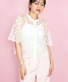 QUEENS COURT / クイーンズコート シャツ・ブラウス | スパンコールチュールブラウス≪手洗い可能≫