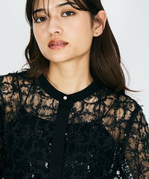 QUEENS COURT / クイーンズコート シャツ・ブラウス | スパンコールチュールブラウス≪手洗い可能≫ | 詳細7