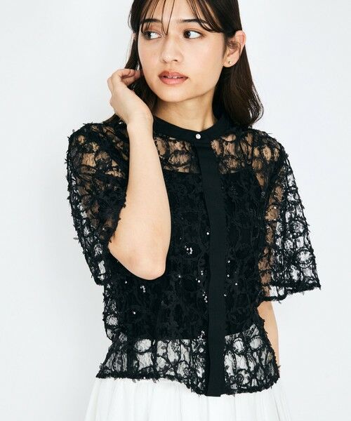 QUEENS COURT / クイーンズコート シャツ・ブラウス | スパンコールチュールブラウス≪手洗い可能≫ | 詳細8