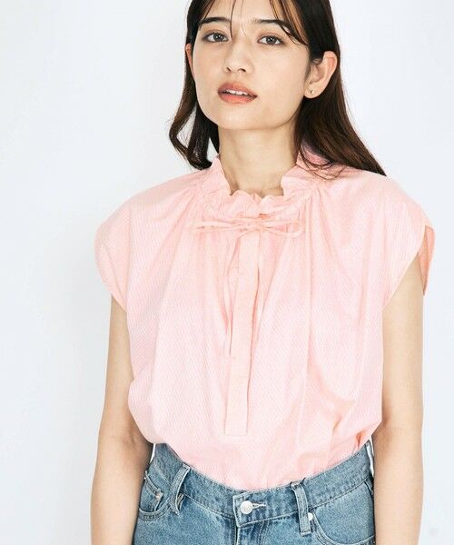 QUEENS COURT/クイーンズコート リボンタイフリルブラウス≪手洗い可能≫ ピンク M QUEENS COURT/クイーンズコート リボンタイフリルブラウス≪手洗い可能≫ ピンク M