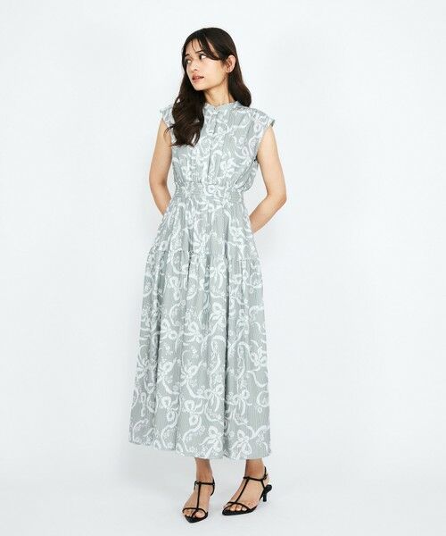 QUEENS COURT / クイーンズコート ロング・マキシ丈ワンピース | リボンフラワー柄ワンピース≪手洗い可能≫ | 詳細18
