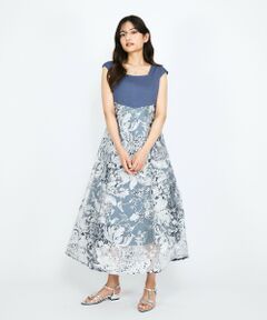 QUEENS COURT / クイーンズコート ロング・マキシ丈ワンピース | オパールボタニカルドッキングワンピース≪手洗い可能≫