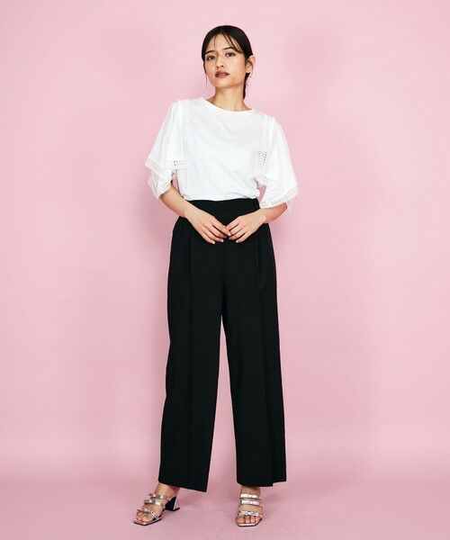 QUEENS COURT / クイーンズコート カットソー | レース使いスリーブシルケットカットソー≪手洗い可能≫ | 詳細3