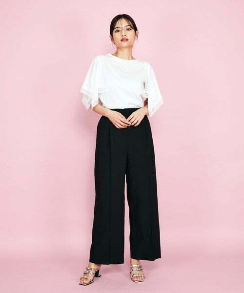 QUEENS COURT / クイーンズコート カットソー | レース使いスリーブシルケットカットソー≪手洗い可能≫ | 詳細4