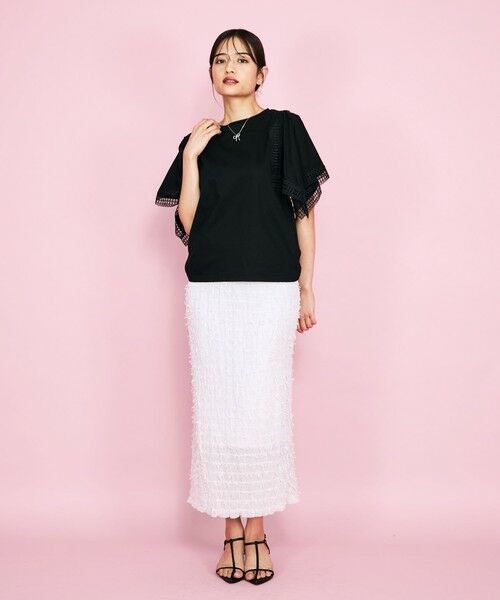 QUEENS COURT / クイーンズコート カットソー | レース使いスリーブシルケットカットソー≪手洗い可能≫ | 詳細10