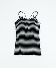 QUEENS COURT / クイーンズコート カットソー | カップ付きナローストラップボーダーキャミ≪手洗い可能≫
