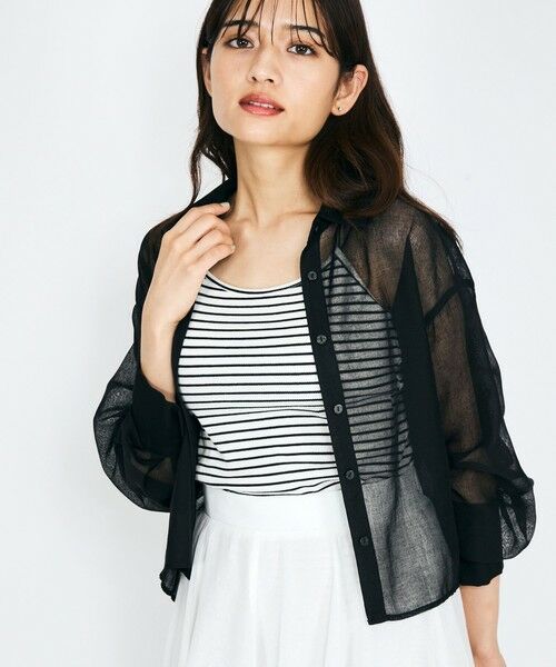 QUEENS COURT / クイーンズコート カットソー | カップ付きナローストラップボーダーキャミ≪手洗い可能≫ | 詳細5