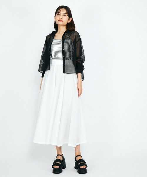 QUEENS COURT / クイーンズコート カットソー | カップ付きナローストラップボーダーキャミ≪手洗い可能≫ | 詳細6