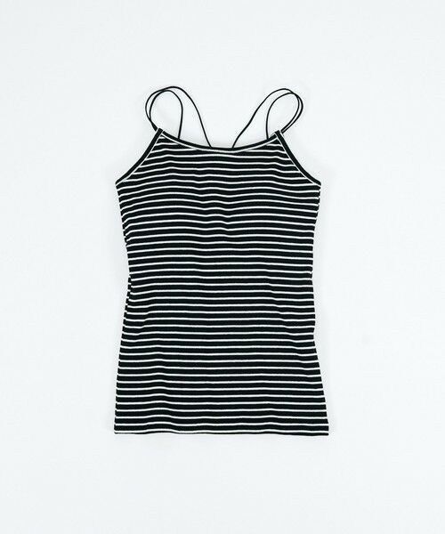 QUEENS COURT/クイーンズコート カップ付きナローストラップボーダーキャミ≪手洗い可能≫ ブラック系その他 M QUEENS COURT/クイーンズコート カップ付きナローストラップボーダーキャミ≪手洗い可能≫ ブラック系その他 M