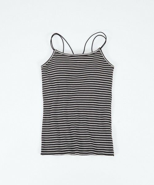 QUEENS COURT/クイーンズコート カップ付きナローストラップボーダーキャミ≪手洗い可能≫ ブラウン系その他 M QUEENS COURT/クイーンズコート カップ付きナローストラップボーダーキャミ≪手洗い可能≫ ブラウン系その他 M