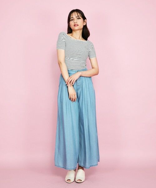 QUEENS COURT / クイーンズコート カットソー | オフショルボーダーリブトップス≪手洗い可能≫ | 詳細3