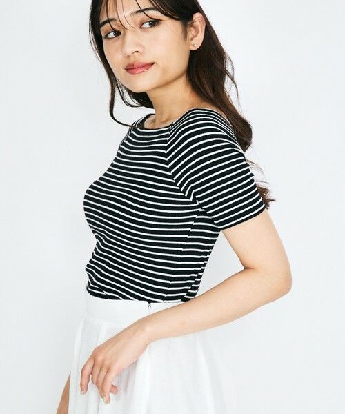 QUEENS COURT / クイーンズコート カットソー | オフショルボーダーリブトップス≪手洗い可能≫ | 詳細6