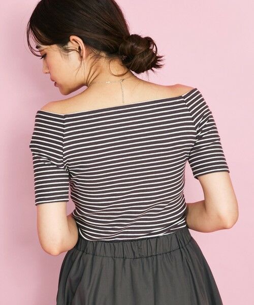 QUEENS COURT / クイーンズコート カットソー | オフショルボーダーリブトップス≪手洗い可能≫ | 詳細10
