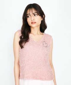 QUEENS COURT / クイーンズコート ニット・セーター | 蝶々ヤーンニットベスト≪手洗い可能≫