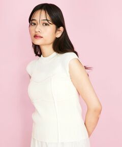 QUEENS COURT / クイーンズコート ニット・セーター | ビスチェ風切替えニットノースリトップス≪手洗い可能≫
