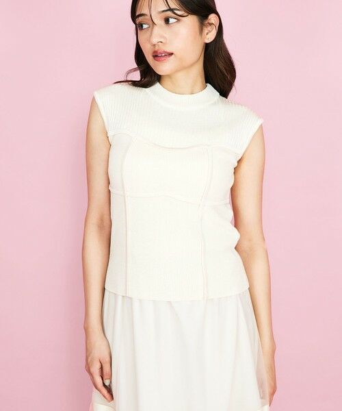QUEENS COURT / クイーンズコート ニット・セーター | ビスチェ風切替えニットノースリトップス≪手洗い可能≫ | 詳細1