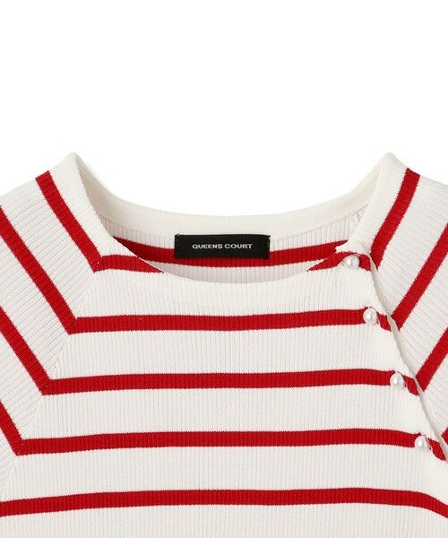 QUEENS COURT / クイーンズコート ニット・セーター | パール釦ボーダーリブニットトップス≪手洗い可能≫ | 詳細7