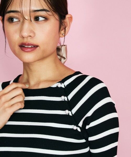 QUEENS COURT / クイーンズコート ニット・セーター | パール釦ボーダーリブニットトップス≪手洗い可能≫ | 詳細10