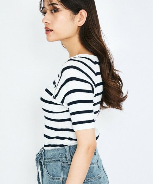 QUEENS COURT / クイーンズコート ニット・セーター | パール釦ボーダーリブニットトップス≪手洗い可能≫ | 詳細18