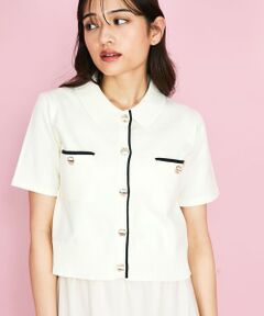 QUEENS COURT / クイーンズコート ニット・セーター | 配色ラインポロ襟ニットカーディガントップス≪手洗い可能≫