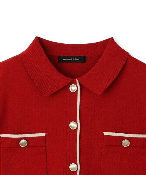 QUEENS COURT / クイーンズコート ニット・セーター | 配色ラインポロ襟ニットカーディガントップス≪手洗い可能≫ | 詳細11