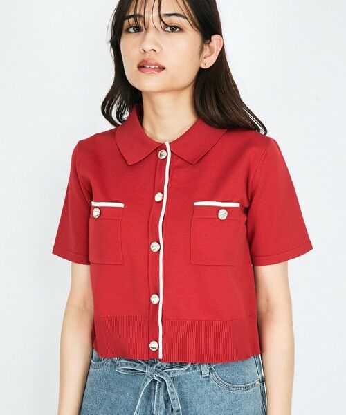 QUEENS COURT / クイーンズコート ニット・セーター | 配色ラインポロ襟ニットカーディガントップス≪手洗い可能≫ | 詳細5