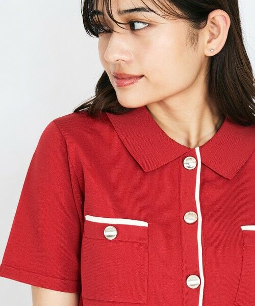 QUEENS COURT / クイーンズコート ニット・セーター | 配色ラインポロ襟ニットカーディガントップス≪手洗い可能≫ | 詳細6