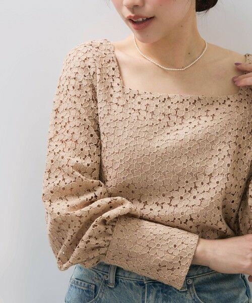 【SHIORI IRIE コラボ】スクエアネックレースブラウス≪手洗い可能≫ SHIORI IRIE コラボ】スクエアネックレースブラウス≪手洗い可能