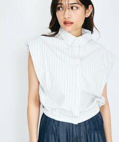 QUEENS COURT / クイーンズコート シャツ・ブラウス | ストライプノースリシャツ≪手洗い可能≫