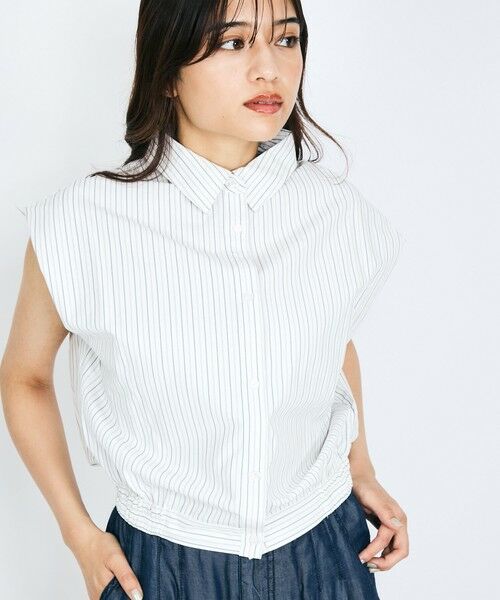 QUEENS COURT / クイーンズコート シャツ・ブラウス | ストライプノースリシャツ≪手洗い可能≫ | 詳細1