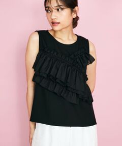 QUEENS COURT / クイーンズコート シャツ・ブラウス | シフォンフリルノースリブラウス≪手洗い可能≫