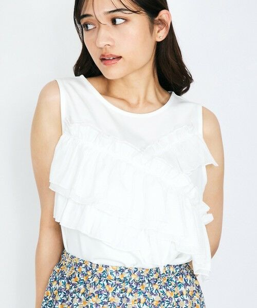 QUEENS COURT / クイーンズコート シャツ・ブラウス | シフォンフリルノースリブラウス≪手洗い可能≫ | 詳細1