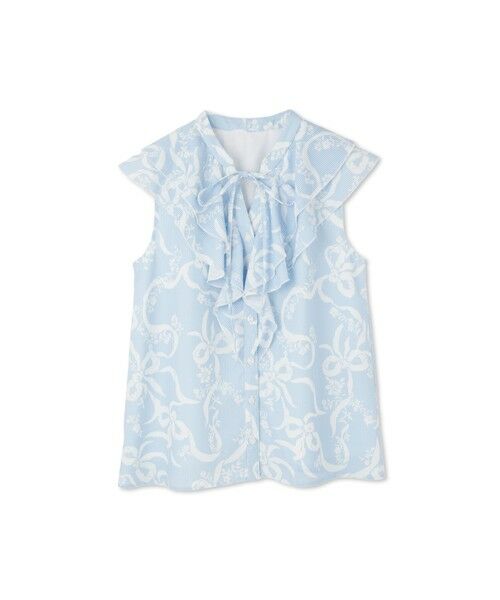 QUEENS COURT / クイーンズコート シャツ・ブラウス | リボンフラワー柄フリルブラウス≪手洗い可能≫ | 詳細4