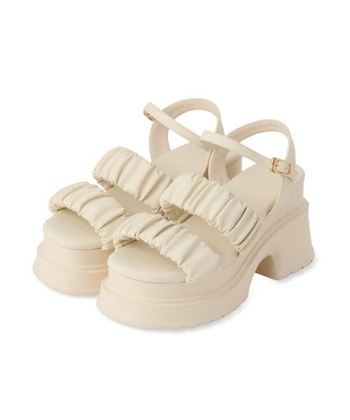 QUEENS COURT / クイーンズコート フラットシューズ | 【LENA】シャーリングプラットフォームサンダル | 詳細5