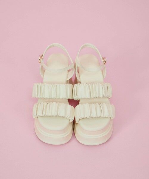 QUEENS COURT / クイーンズコート フラットシューズ | 【LENA】シャーリングプラットフォームサンダル | 詳細12