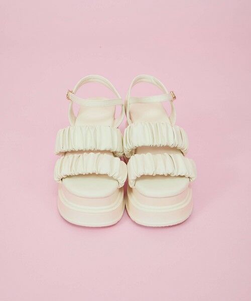 QUEENS COURT / クイーンズコート フラットシューズ | 【LENA】シャーリングプラットフォームサンダル | 詳細14