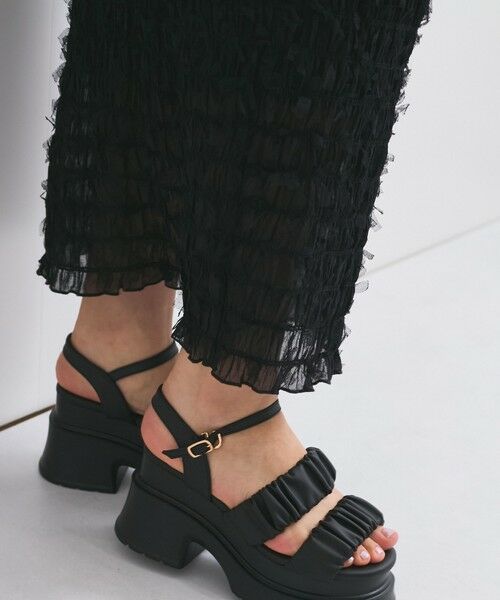 QUEENS COURT / クイーンズコート フラットシューズ | 【LENA】シャーリングプラットフォームサンダル | 詳細18