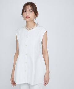 QUEENS COURT / クイーンズコート ダウンジャケット・ベスト | ノーカラーペプラムブラウスジレ≪セットアップ対応/手洗い可能≫