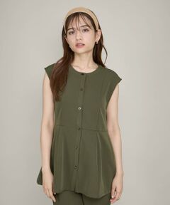 QUEENS COURT / クイーンズコート ダウンジャケット・ベスト | ノーカラーペプラムブラウスジレ≪セットアップ対応/手洗い可能≫