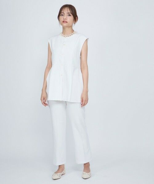 QUEENS COURT / クイーンズコート ダウンジャケット・ベスト | ノーカラーペプラムブラウスジレ≪セットアップ対応/手洗い可能≫ | 詳細4