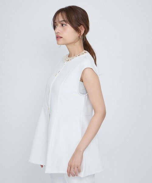 QUEENS COURT / クイーンズコート ダウンジャケット・ベスト | ノーカラーペプラムブラウスジレ≪セットアップ対応/手洗い可能≫ | 詳細2