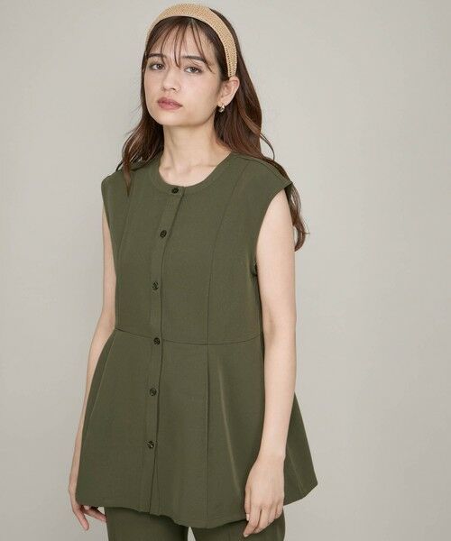 QUEENS COURT / クイーンズコート ダウンジャケット・ベスト | ノーカラーペプラムブラウスジレ≪セットアップ対応/手洗い可能≫ | 詳細9