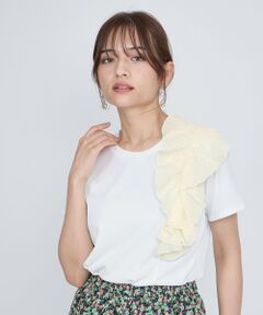 QUEENS COURT / クイーンズコート カットソー | アシメショルダーフリルTシャツ≪手洗い可能≫