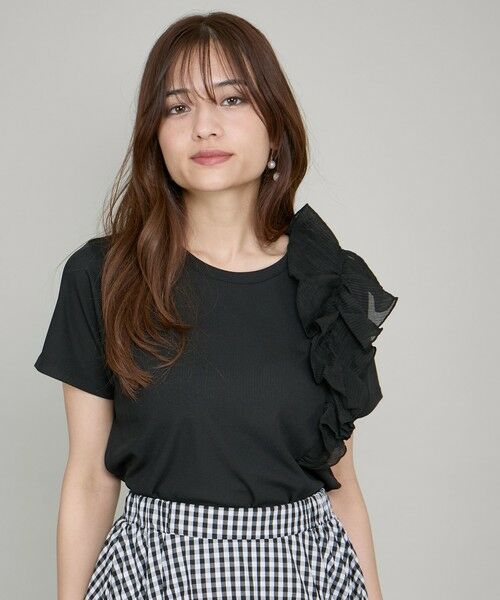 QUEENS COURT / クイーンズコート カットソー | アシメショルダーフリルTシャツ≪手洗い可能≫ | 詳細5