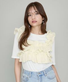 QUEENS COURT / クイーンズコート カットソー | ギャザーフリルTシャツ≪手洗い可能≫