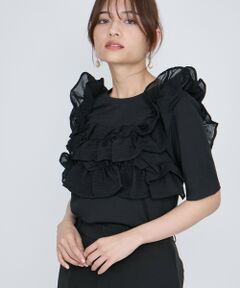 QUEENS COURT / クイーンズコート カットソー | ギャザーフリルTシャツ≪手洗い可能≫